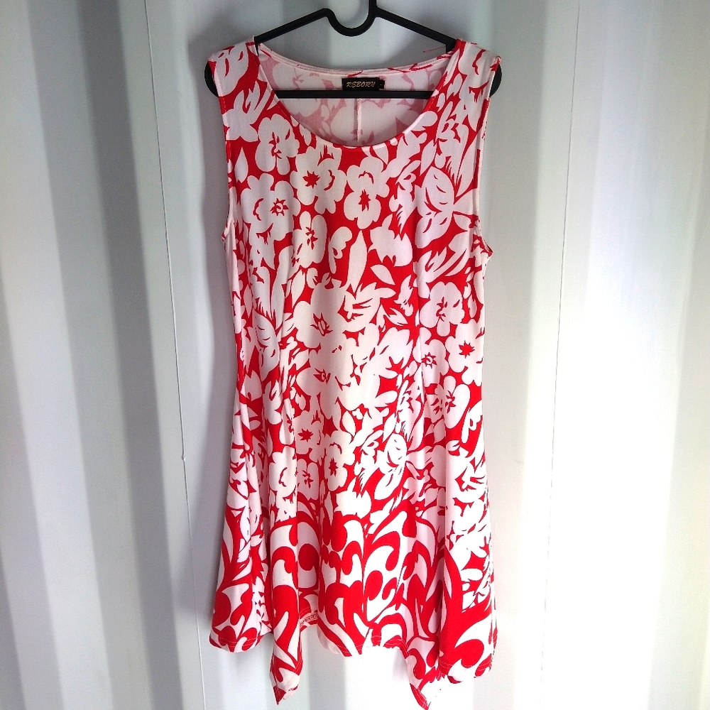 Reborn L Red/White Floral Sleeveless Dress